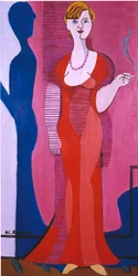 Blonde Woman in Red Dress, Portrait of Elisabeth Hembus